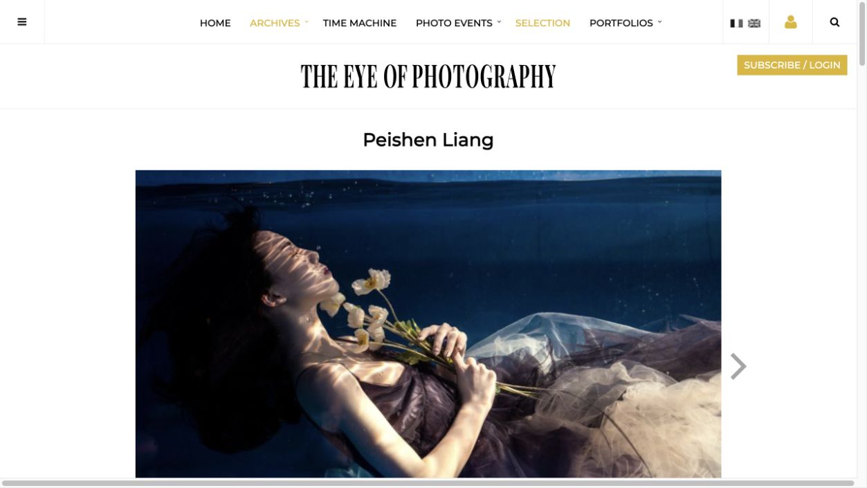 The Eye of Photography article page headed Peishen Liang with a Misread portrait