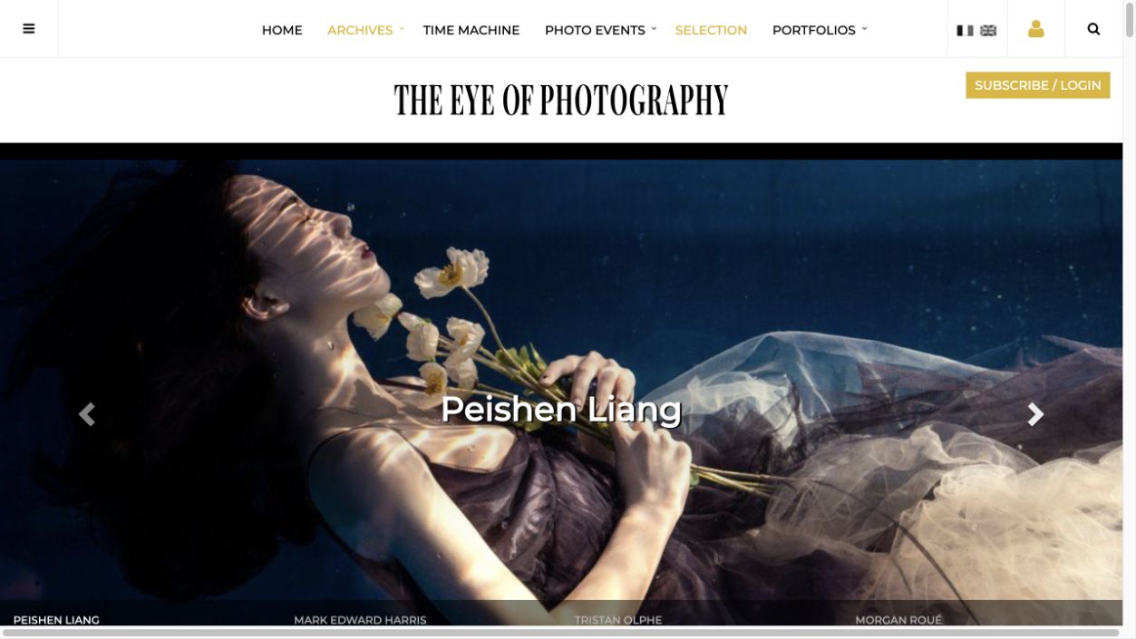 The Eye of Photography homepage featuring Peishen Liang and Misread